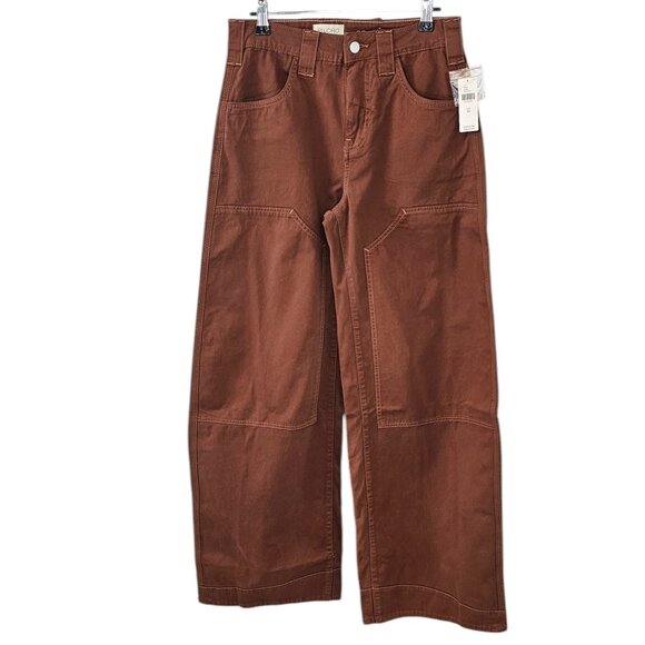 Anthropologie Pilcro Puddle Curve Wide-Leg Pants, Brown, Cotton, Western, Sz 26 - Picture 1 of 11
